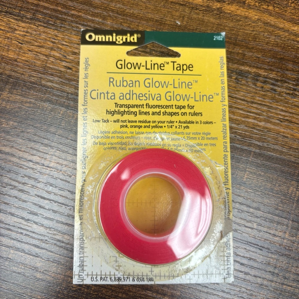 Omnigrid Glow-Line Tape 2102 Fluorescent Pink Orange Yellow 3 Pack 1/4in x 21yds